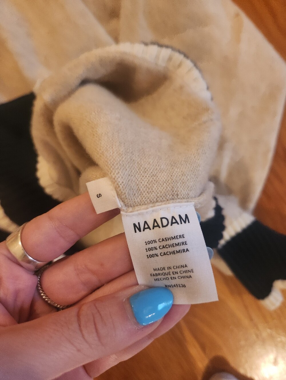NAADAM 100% CASHMERE Color Block cardigan S - Picture 5 of 6